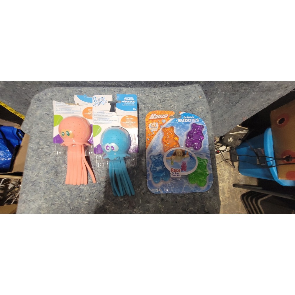 Water Wiggler, Pink Octopus, Blue Octopus Gummy Buddies Set of 3 NWT